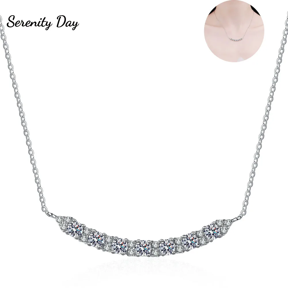 

Serenity Day 0.7ct Moissanite Necklace Brilliant Diamond Smile Simple Pendant D Color VVS1 For Women Wedding Party Gift Jewelry