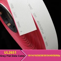 2/5/10m UL2651 สีเทาแบนข้อมูลสาย 28AWG 10 14 16 20 26 30 34 40 50 60 pins 300V 1.27 มม.สายริบบิ้นสําหรับ 2.54 มม.IDC Connector 1