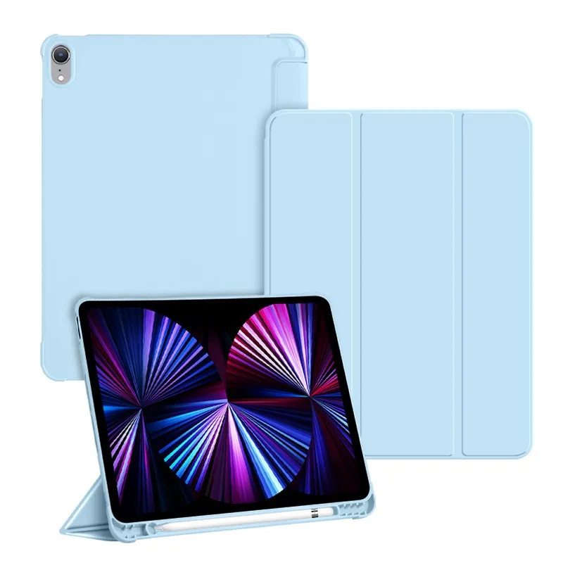 Shockproof Tablet Case with Side Pencil Holder and 3-Fold Cover