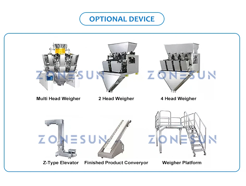 ZONESUN ZS-PL420S 4 cabeças de alimentação de grânulos, pesagem, enchimento, selagem a vácuo, máquina 