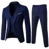 Korean Style Men Blazer Vest Pants Set Casual Business Buttons Cuff Blazer Vest Trousers Men Suit Wedding Groom Formal Suit 1