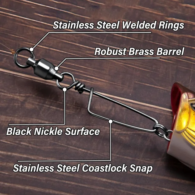 FishTrip Ball Bearing Fishing Swivels – Stainless Steel Coastlock Snap, Corrosion-Resistant 2