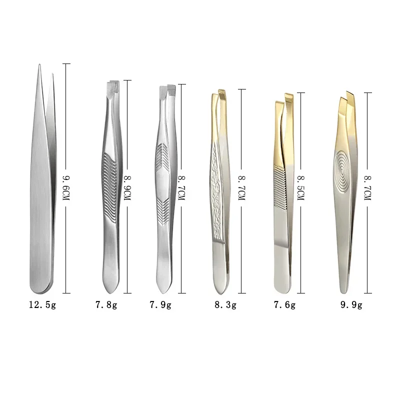 Stainless Steel Oblique Semi-gold Plated Eyebrow Tweezers Hair Trimmer Beauty Tools