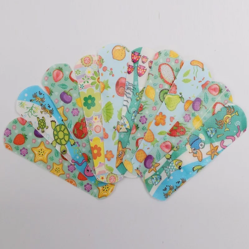 

100pcs/lot Adhesive Plasters Waterproof Bandages Cute Patterned Healing Patches Curved Wound Strips Kids First Aid for Children