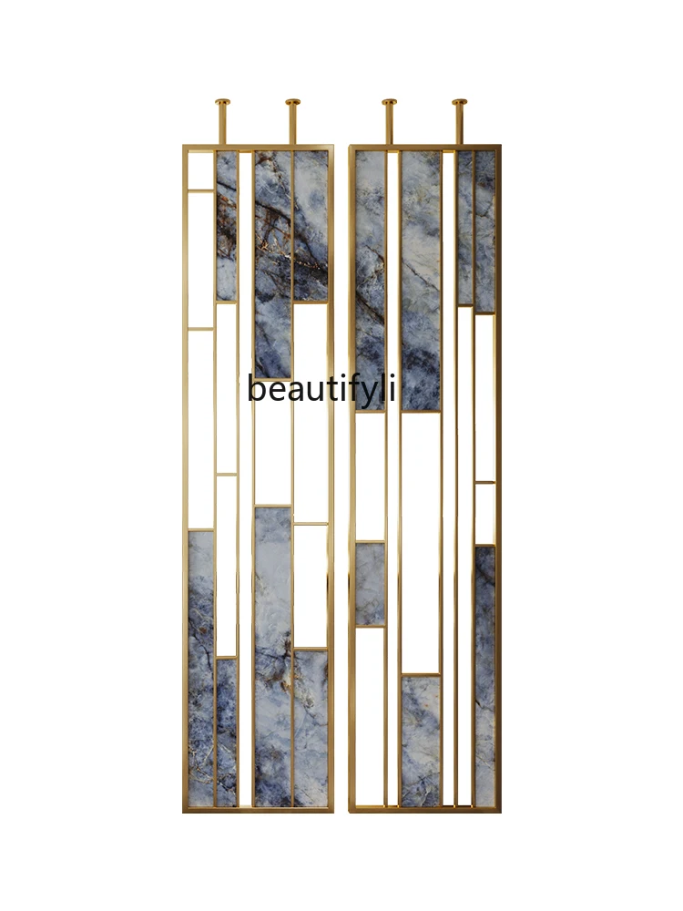 

Stainless Steel Light Luxury Art Metal Screen New Chinese Modern Minimalist Living Room Entrance Bedroom Blocking Partition