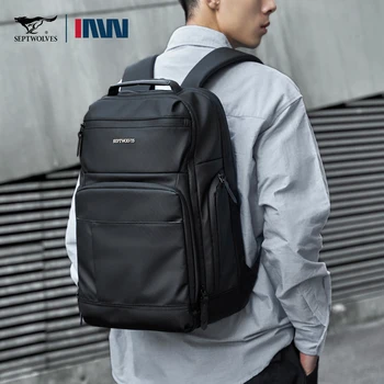 Septwolves Large-capacity 16 Inch Computer Backpack Travel Business Leather Men Backpack Multi-pocket College Student Travel Bag 1