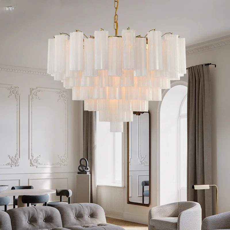 REVEN Designer Modern Chandelier Luxury Dimmable Ceiling Light Adjustable Chain Murano Crystal Pendant Lamp for Villa Hotel