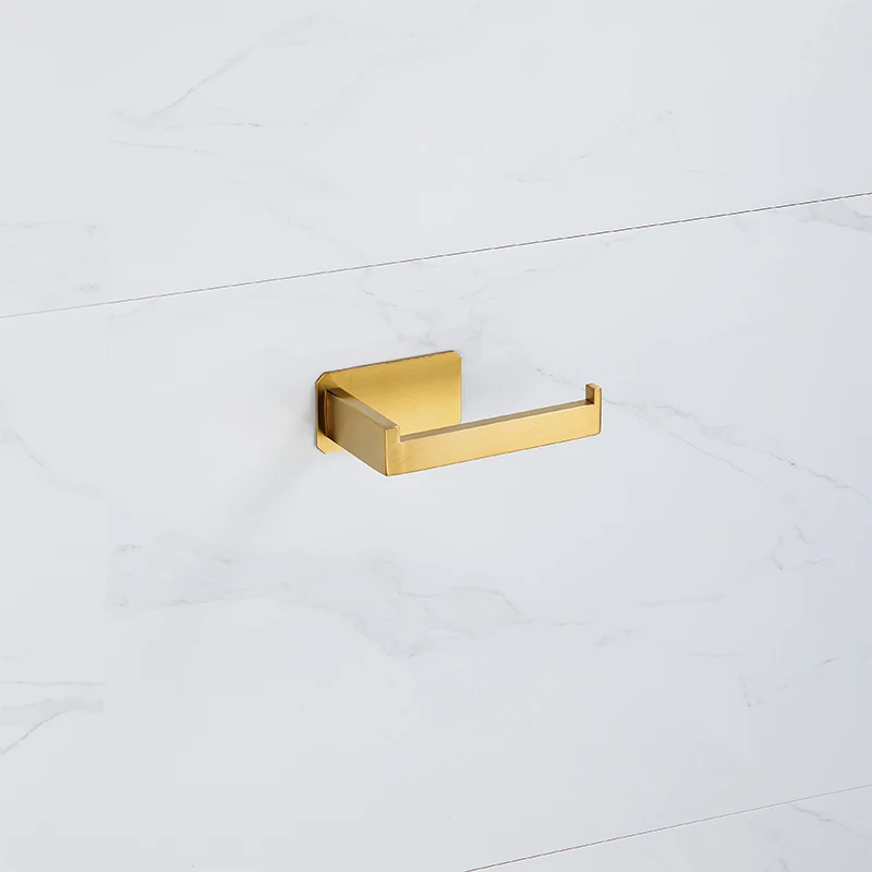 YCRAYS Golden No Drilling Bath Hardware Sets Toilet Paper Holder Towel Rack Bar Rail Robe Hook For Bathroom Products Accessories