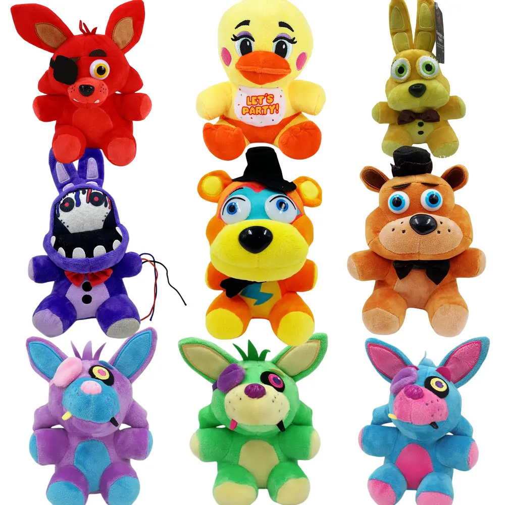 25 cm Fnaf Boneca De Pelúcia Urso Freddy Foxy Chica Bonnie Stuffed Plush  Toys Kid Crianças Bonecas Crianças Brinquedo