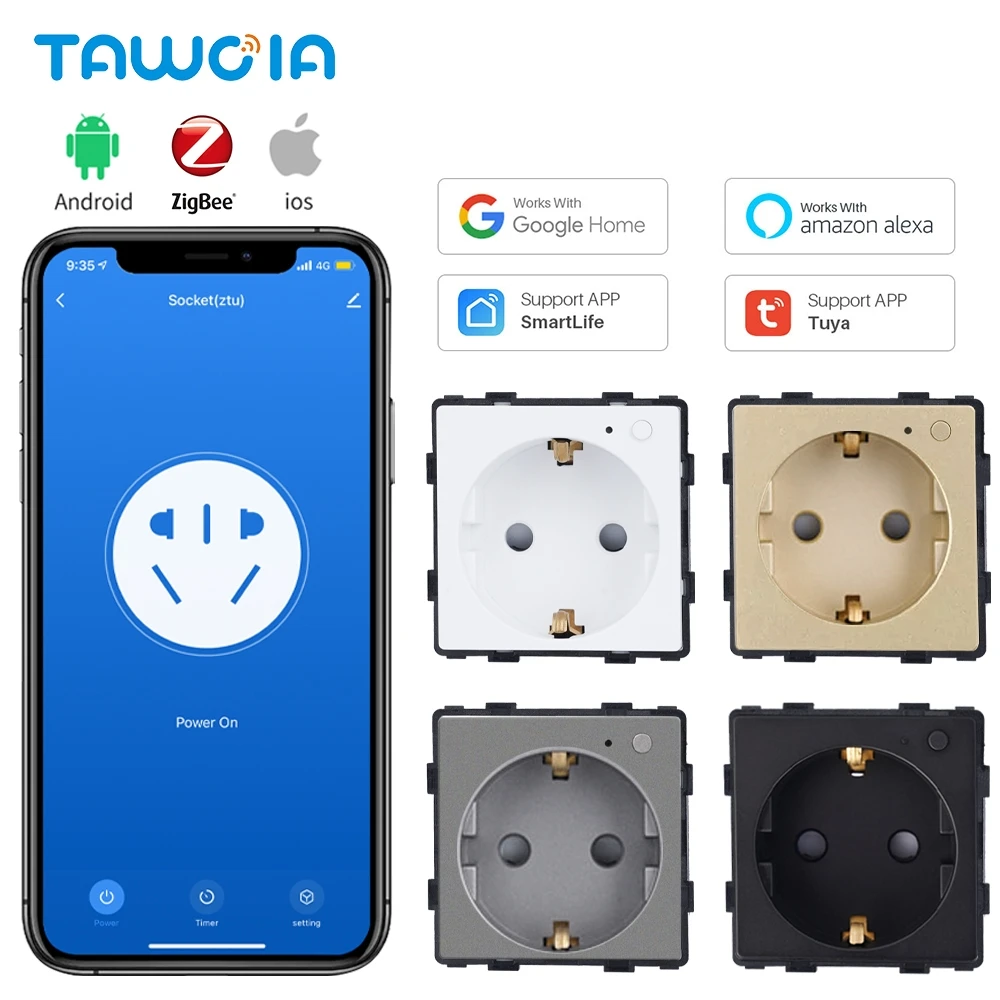 TAWOIA EU ZigBee Wall Socket Funtion Part Power Smart Sockets Key