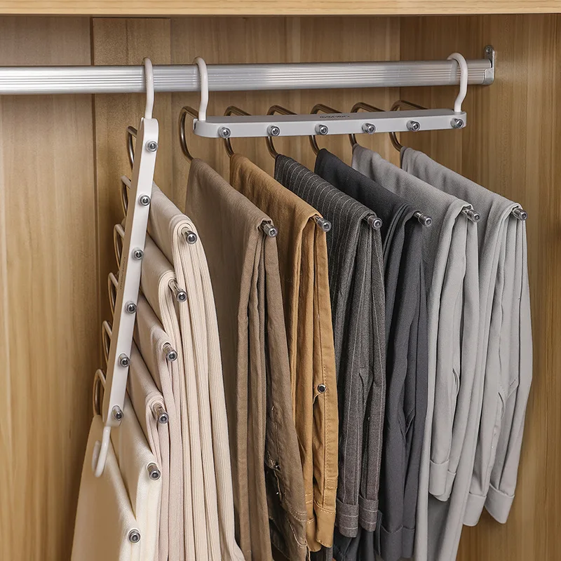 Calças dobráveis rack multi-funcional multi-camada cabide cabide cabides de armazenamento de guarda-roupa grampo cabide