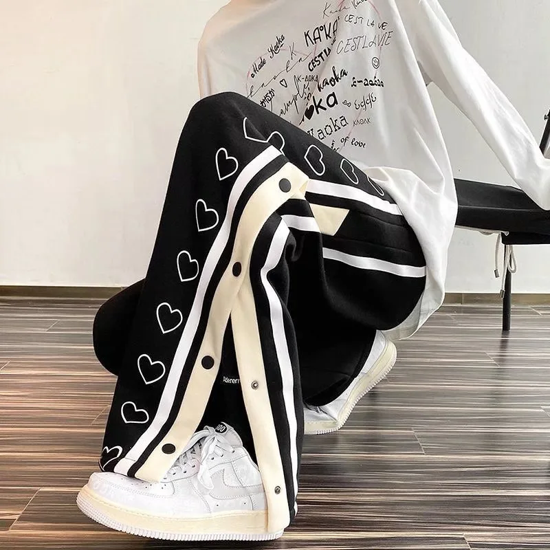

Black Hip Hop Pants Women Y2K Oversized Fashion Baggy Sweatpants Streetwear Straight Wide Leg Trousers Korean Style Clothes