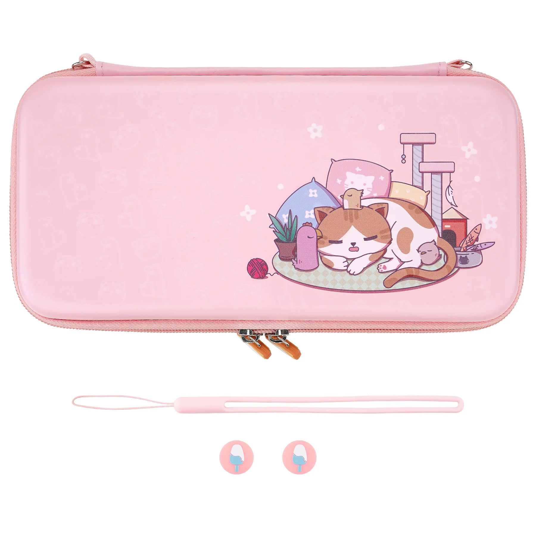 Playvital Rosa Bonito Estojo de Transporte para Nintendo Switch Lite Menina Case de Armazenamento Polegar Aperto Tampas para Interruptor Lite - Image 2