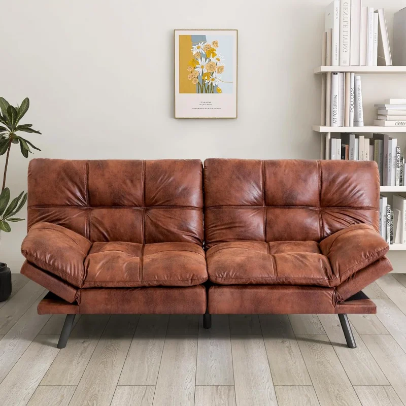 

Hcore Faux Leather Futon Sofa Couch Bed,Convertible Futon Sleeper Sofa,Memory Foam Futon Couch Bed,Loveseat Sofa Bed,Small Split