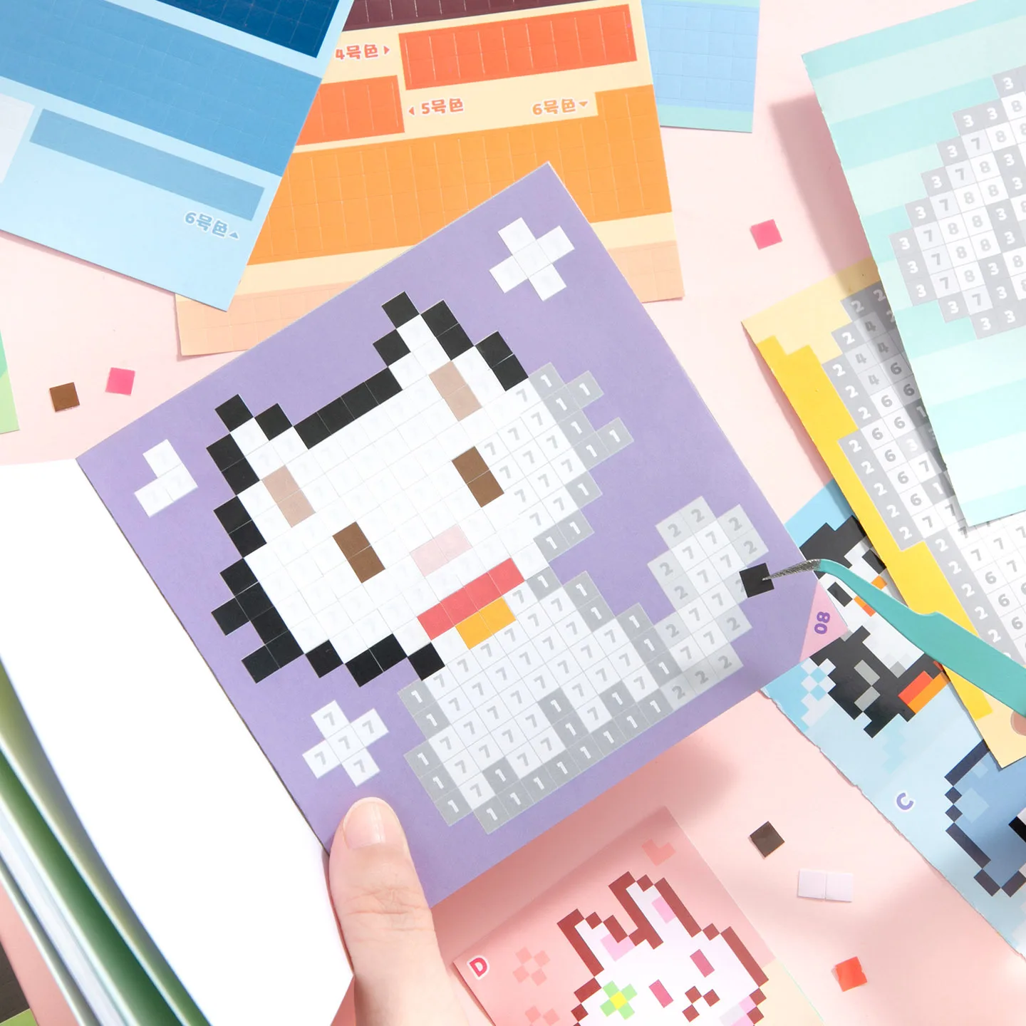 Mr Paper Pixel Aufkleber Buch Malerei Spaß Collage Aufkleber für Journal Cartoon Tier Aufkleber kreative Briefpapier Aufkleber – Detail 5
