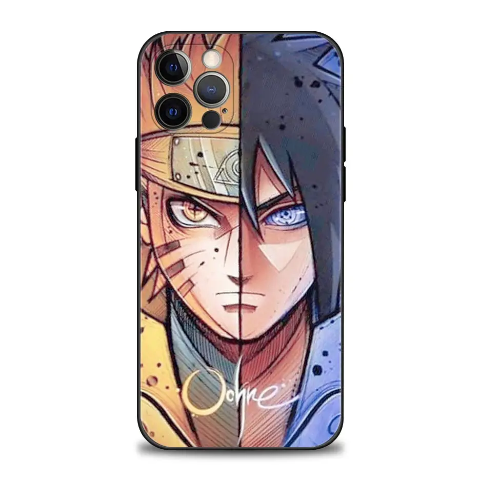 Anime Manga Uzumaki Naruto Phone Case for iPhone 11 12 13 Pro Max 7 8 SE XR XS Max 5 5s 6 6s Plus Black Soft TPU Silicone Sasuke iphone 13 pro phone case