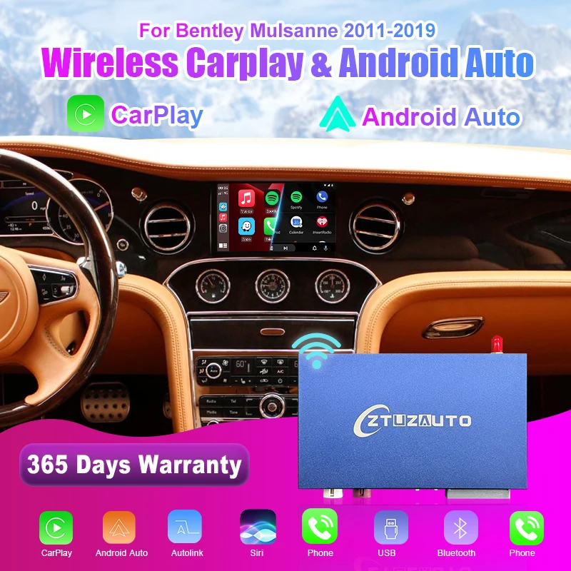 

Wireless Apple CarPlay For Bentley Mulsanne Android Auto Airplay Mirror link Retrofit Car Ai Box Multimedia USB Navigation DSP