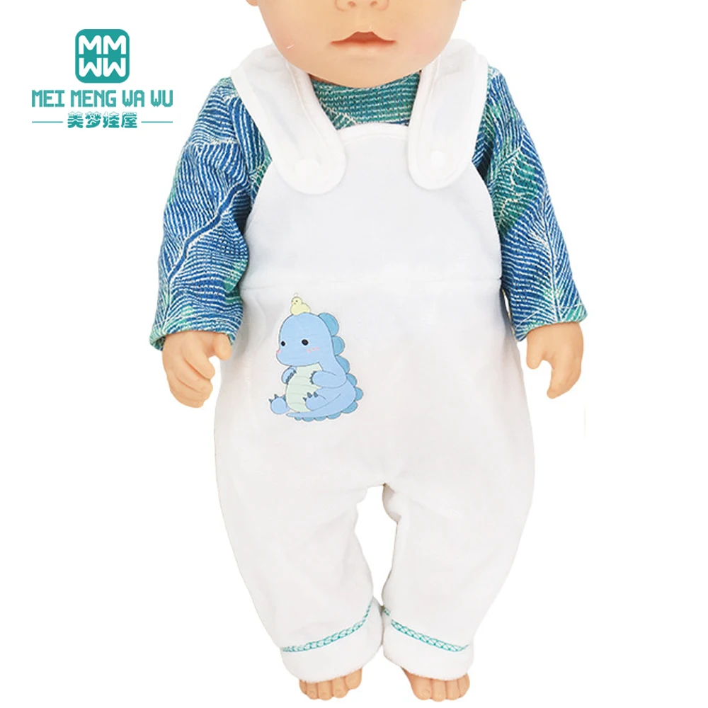 Doll Clothes Born Baby Fit 18 inch 40-43cm Striped T-shirt pink strap pants American doll OG girl's gift doll clothes