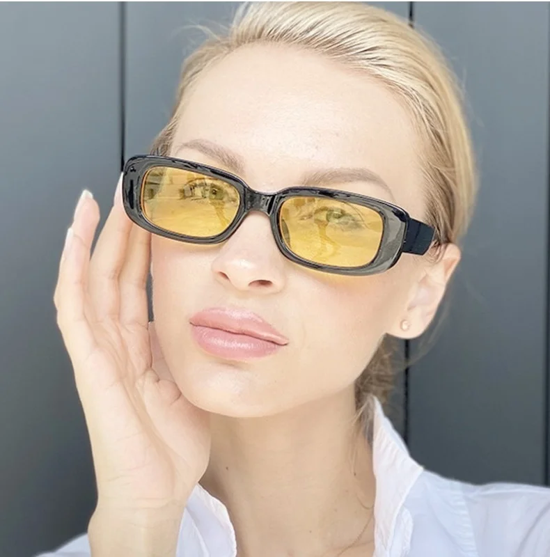 Elegant Women's Rectangular Sunglasses Vintage Style Eyewear_voghion.com