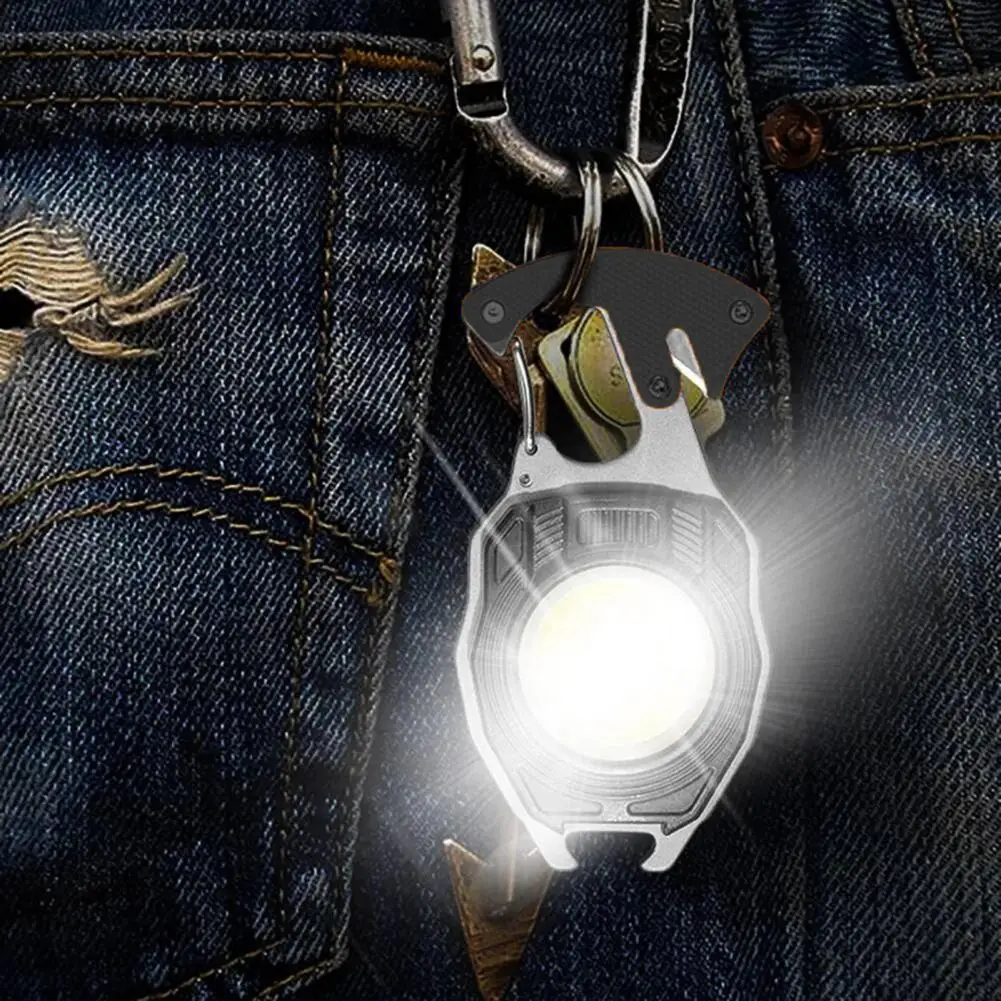 Handheld flashlight LED Keychain Work Light Rechargeable Mini Flashlight High Lumens Super Bright Multifunction Lamp with Screwdrivers Bottle Opener