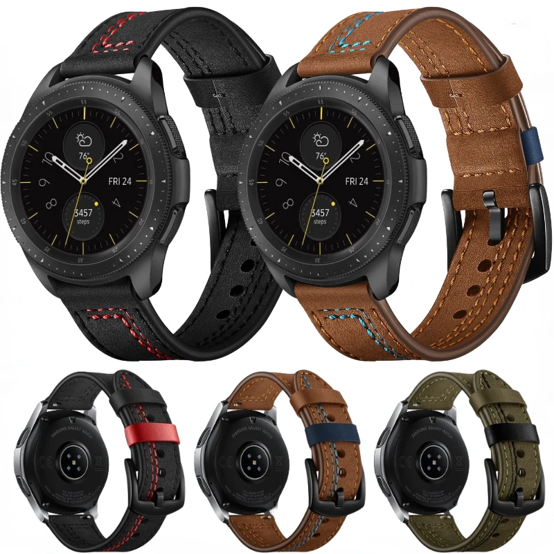 

22mm 20mm Leather Strap For Samsung Galaxy Watch 46mm Active 2/Huawei Watch GT2 Sports Breathable Bracelet Band For Amazfit GTR