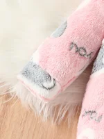 Toddler Active baby girl Love pattern fuzzy button-up hooded baby clothing Jumpsuit one-piece clothing Winter style Romper 4