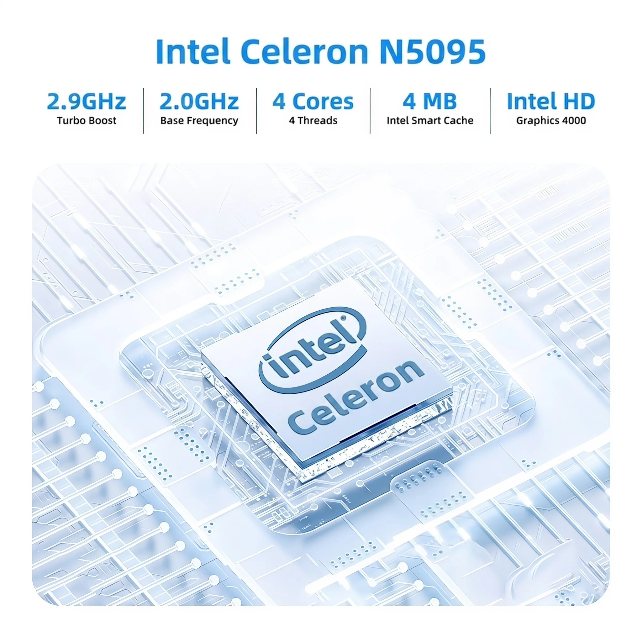 Texhoo MINI PC Intel Celeron N5095 16G DDR4 256G SSD Windows 11 Desktop Mini Computers WIFI5 BT4.0 Dual 4k Display