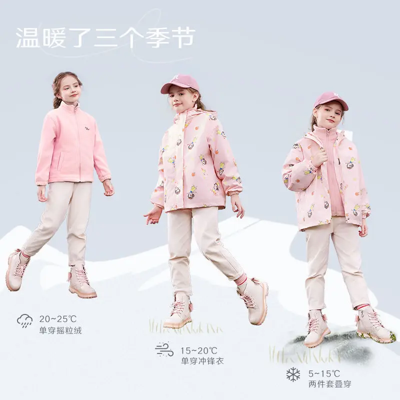 

Disney Cute Cartoon Snow White Autumn New Girls Comfortable Jacket Children's Fashion Three-in-One Windproof Top Holiday Gift