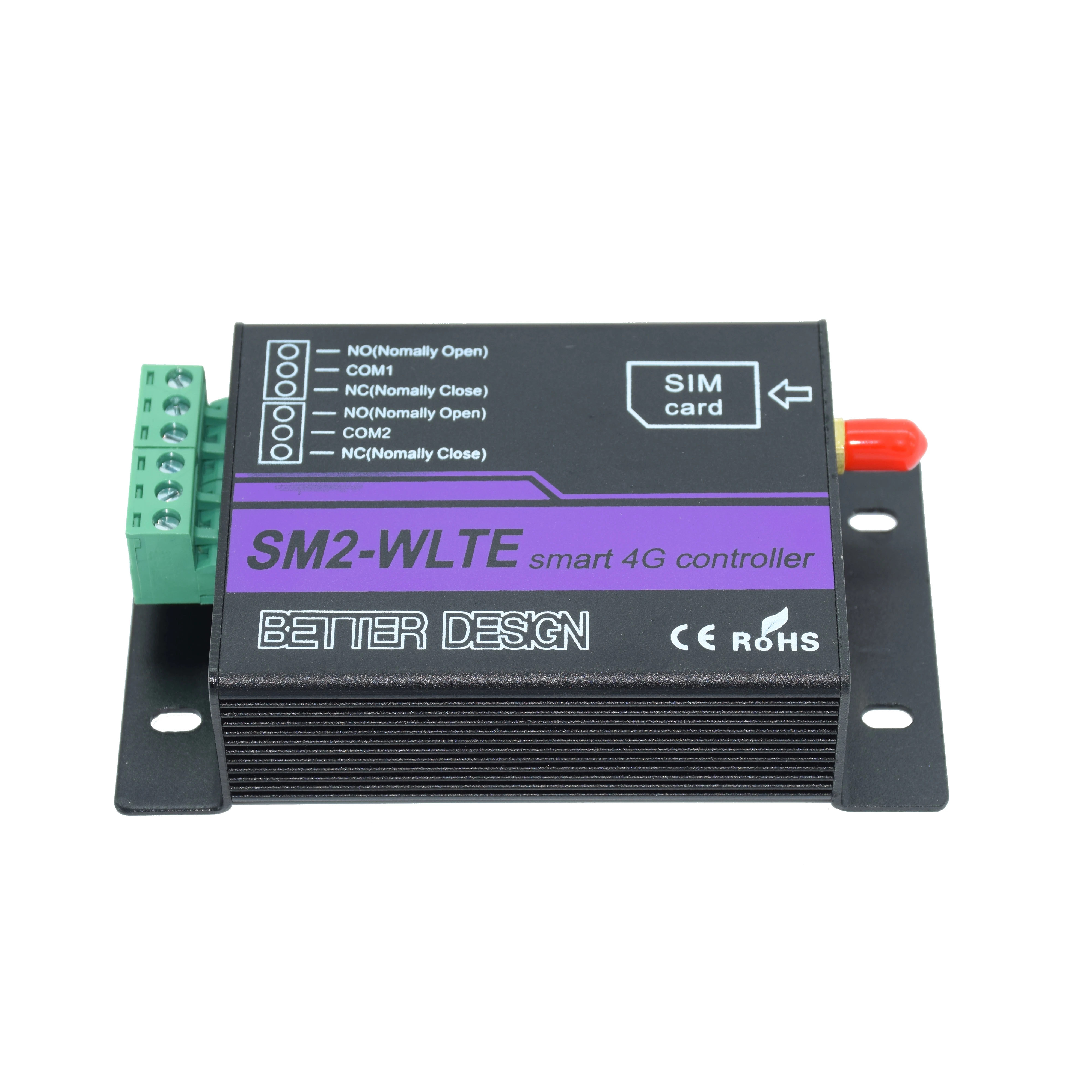 

4G LTE GSM SMS Remote 2 Channel Relay Controller APP Web Control Power Failure Alarm For Temperature Humidity Monitoring