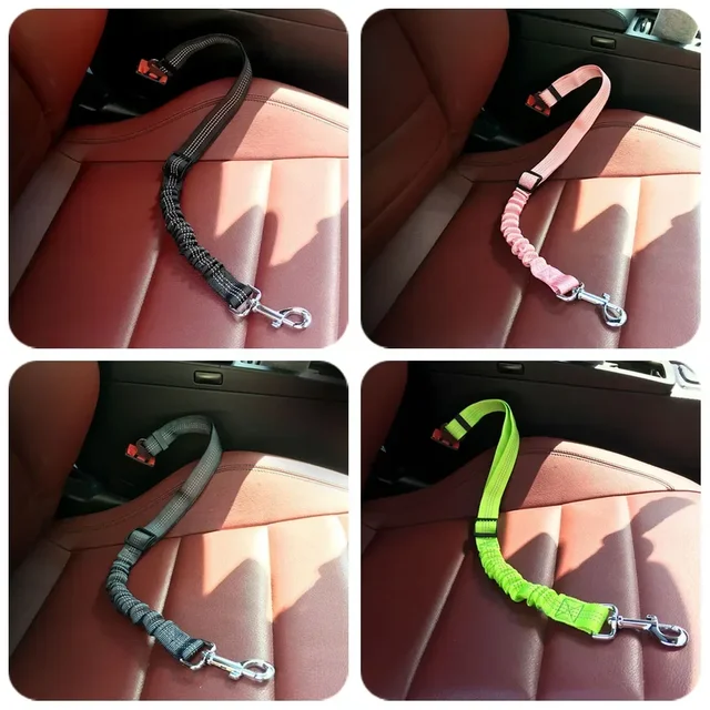 Dog Leash Harness Dogs Dog Accessories Supplies Pet Dog Car Seat Belt Retractable Buffer Elastic Reflective Safety Traction Rope 5