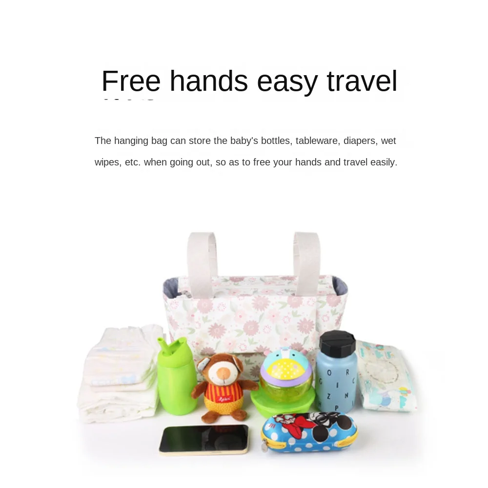 Large Capacity Baby Stroller Bag Hanging With Multiple Pockets Stroller Storage Hanging Bag Oxford cloth Magnetic Button