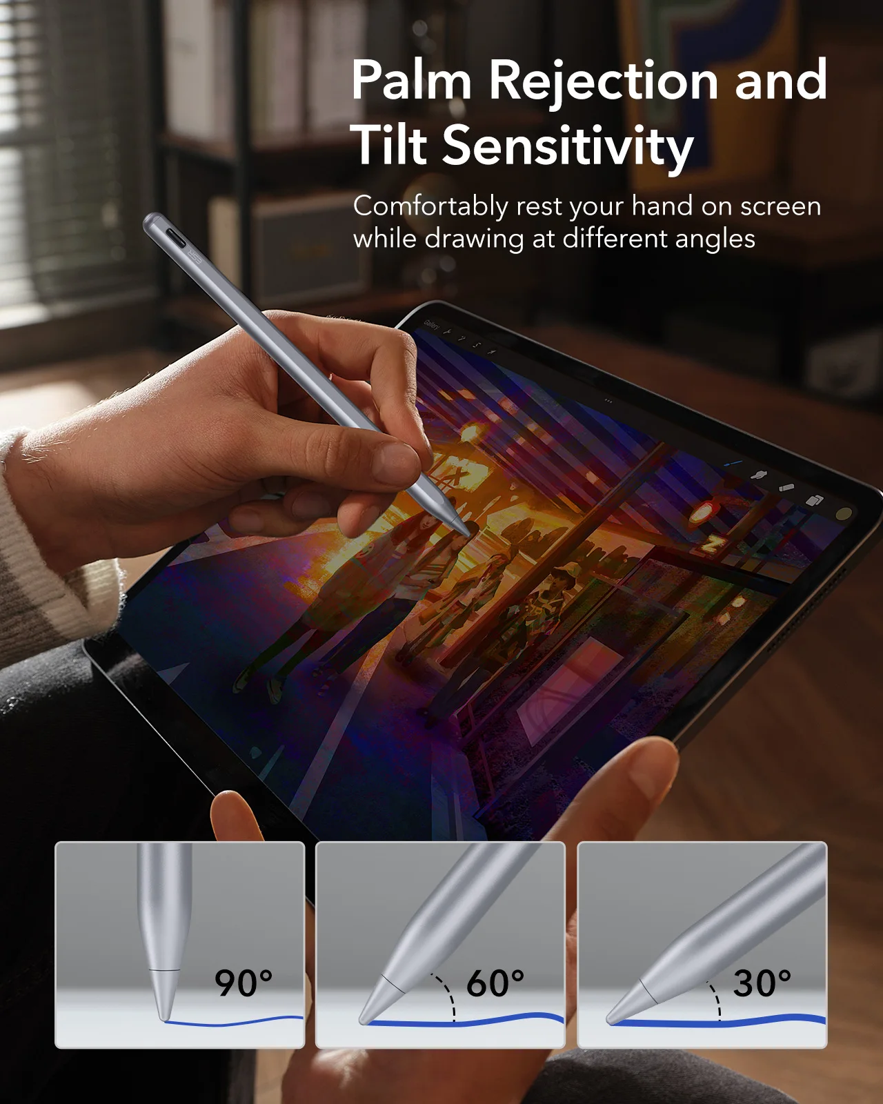 iPad Pro 11/12.9용 ESR 2018-2022 iPad Air 5/4,iPad Min용 손바닥 방지 부드러운 연필이 포함된 자기 무선 충전 스타일러스