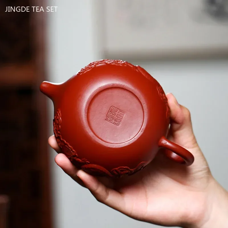 210ml Authentic Yixing Purple Clay Teapot Dahongpao Antique Beauty Tea Infuser Custom Chinese Dragon Pattern Filter Tea Set