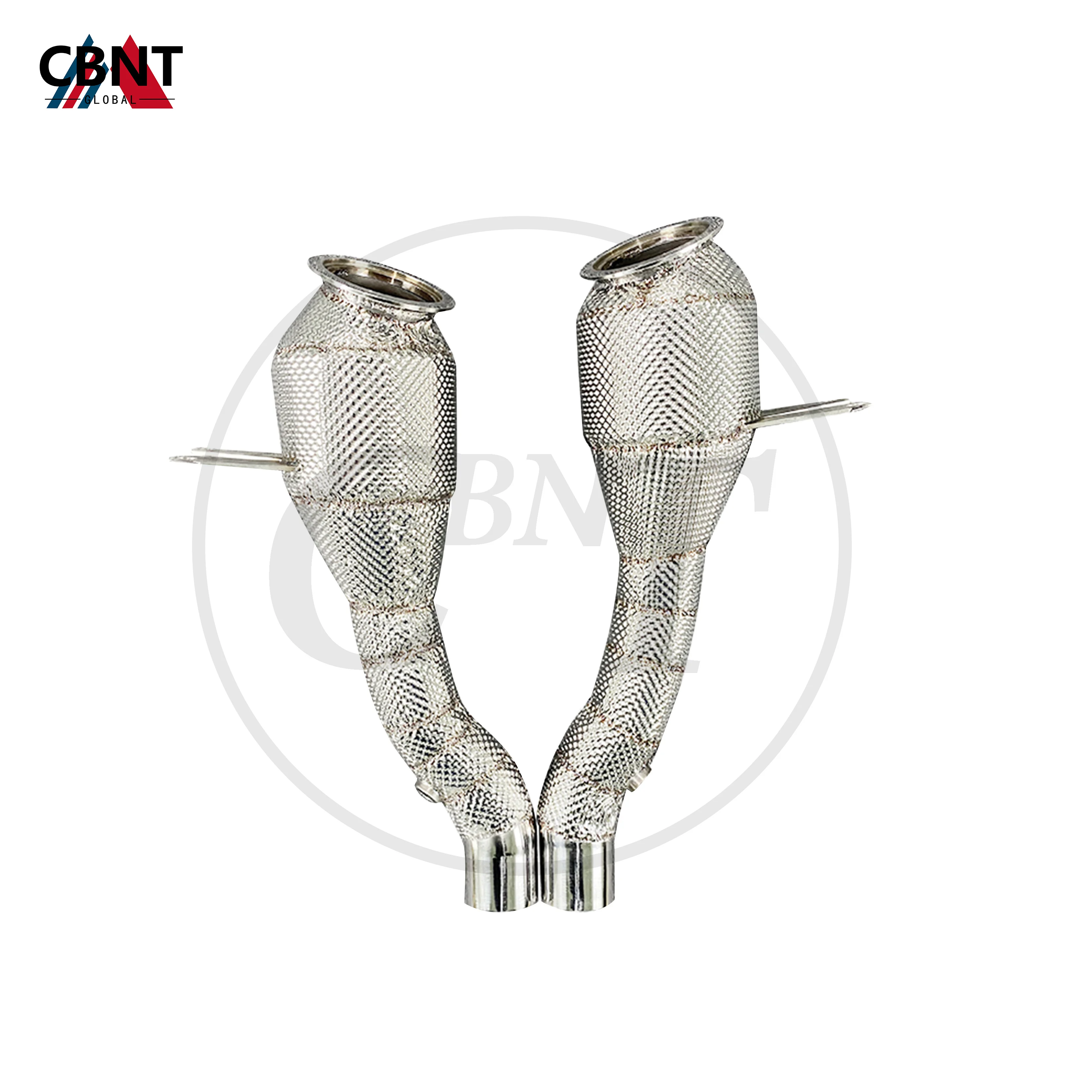 CBNT 페라리 458 488 F8 4.5L 배기 헤더 캣티드 및 캣리스 다운파이프, 열 차폐 튜닝 성능 배기 파이프 시스템 포함