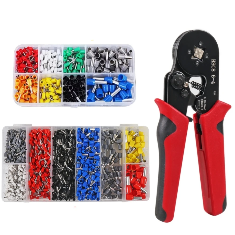 300/1200pcsElectricalTubeInsulatedTerminalKit,HSC86-4Plier,AWG22-8TerminalConnector,TubularCrimpTerminals