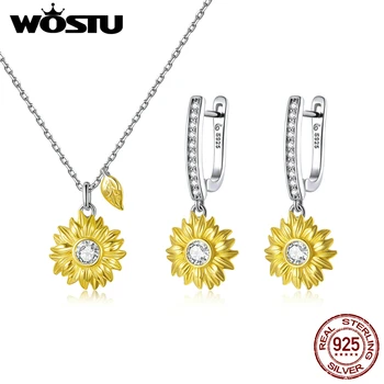 925 Sterling Silver Necklace Sunflower Long Chain Link Necklace For Women Fashion Jewelry