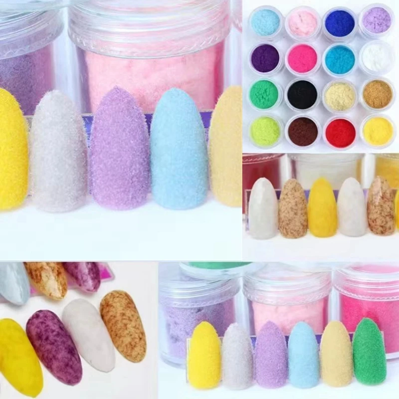 Nail Powder Nail Pigment Nail Glitter Nail Decoration Nail Decorations 22 Colors Winter Nail Velvet Powder DIY Nail Art Decorations Fluffy Glitter Dust DIY Design Christmas Pigment 10g/box