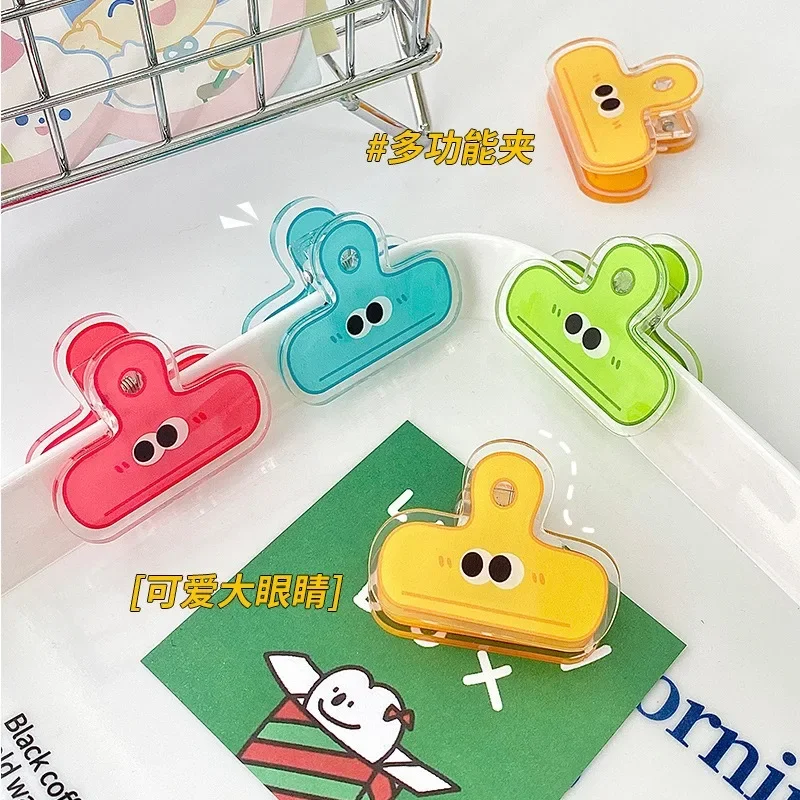 Cute Funny Cartoon Expression Eyes Color Acrylic Clip Kawaii Students Study Materials Sort Binder Clip Office Accessories 1PC