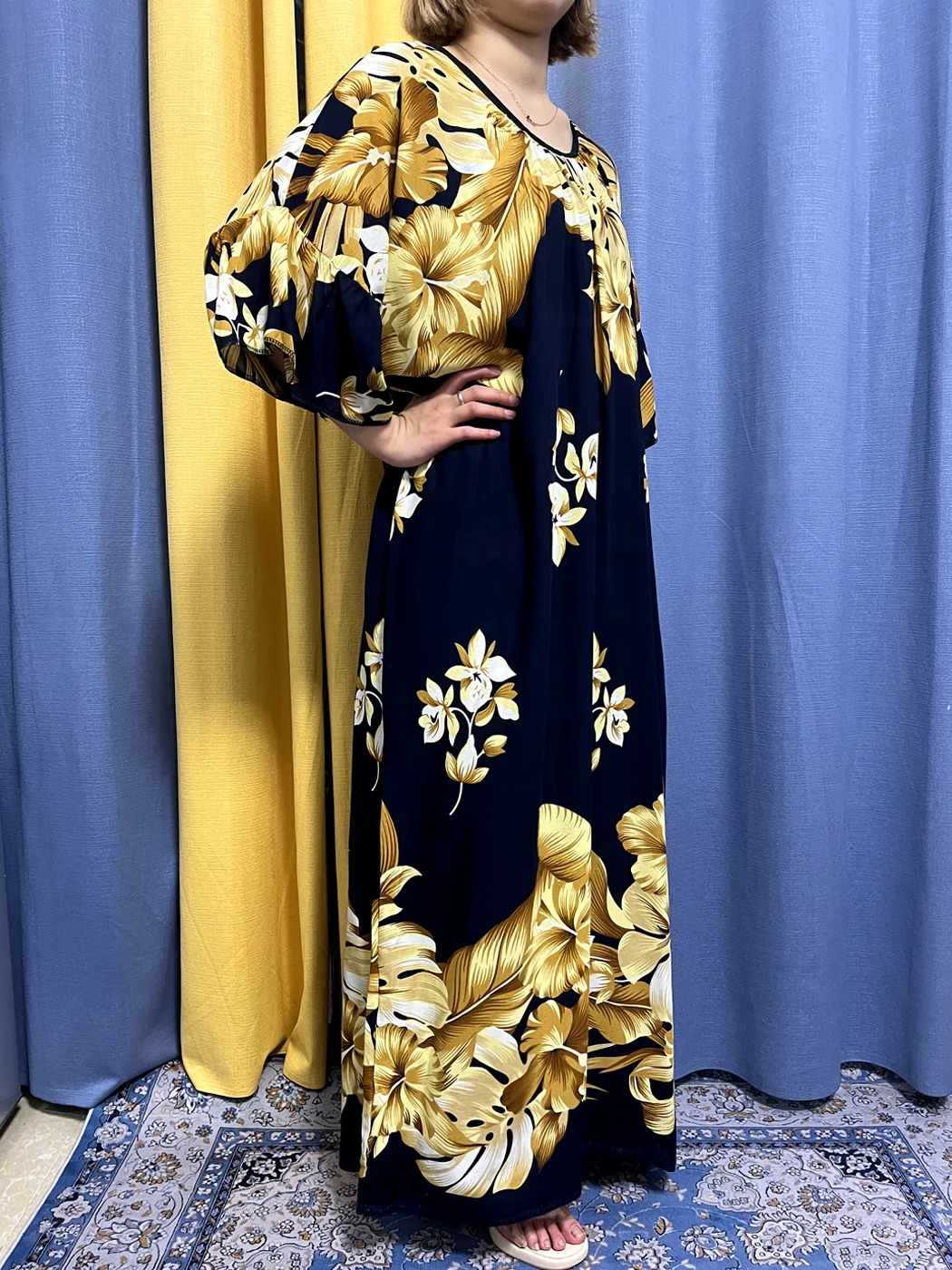 Abayas For Women 2023 Muslim Islam Printed Flower Cotton O-neck Jilbab Short Sleeves African Dresses Femme Robe With Big Scarf