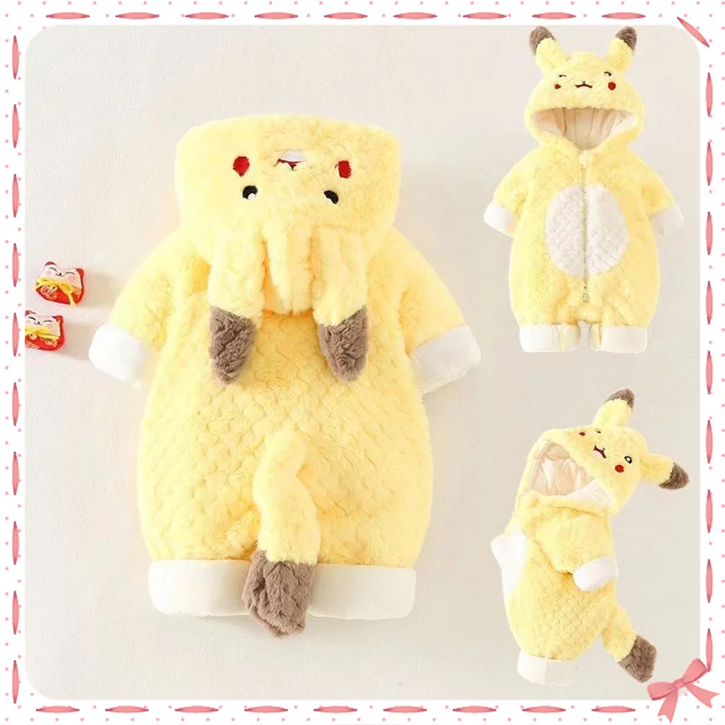 

Pokemon Jumper Pikachu Kawaii Baby's Winter Cartoon Clothing New Born Infant Lovely Fashion Warming Outerwear Clothes