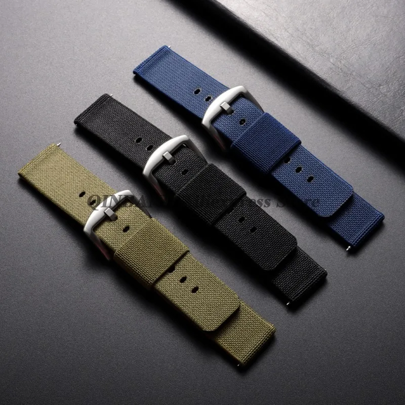 Nylon Military-Style Woven Elastic Watch Band - Quick Release Sport Strap Accessory