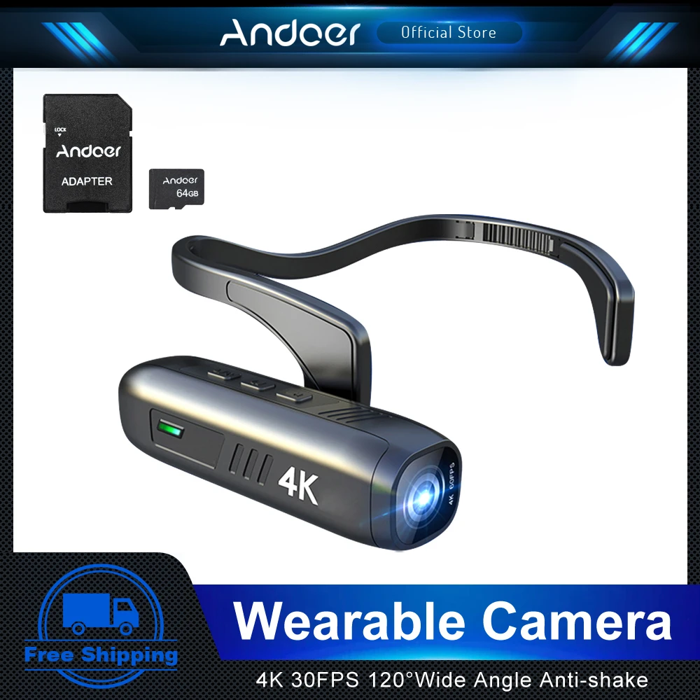 Andoer Action Camera 4k 30fps Head Mounted Wearable Wifi Camera