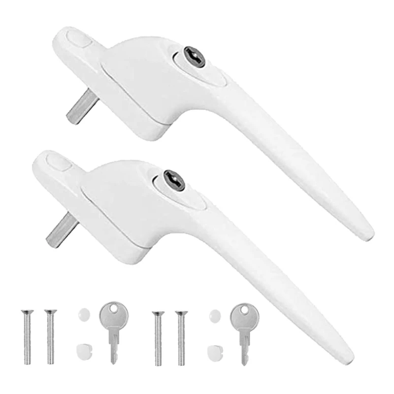 2Pcs Window Handles Lock With Key & Screws Lockable Double Glazing Window Handle