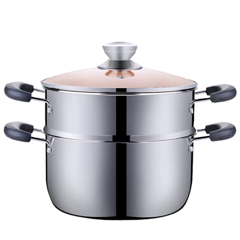 5 Layers 28/30cm Large Home With Handles Kitchen Insulated Visual Cover  Stainless Steel 5 Tier Steamer Pot Food Maker Cookware - AliExpress