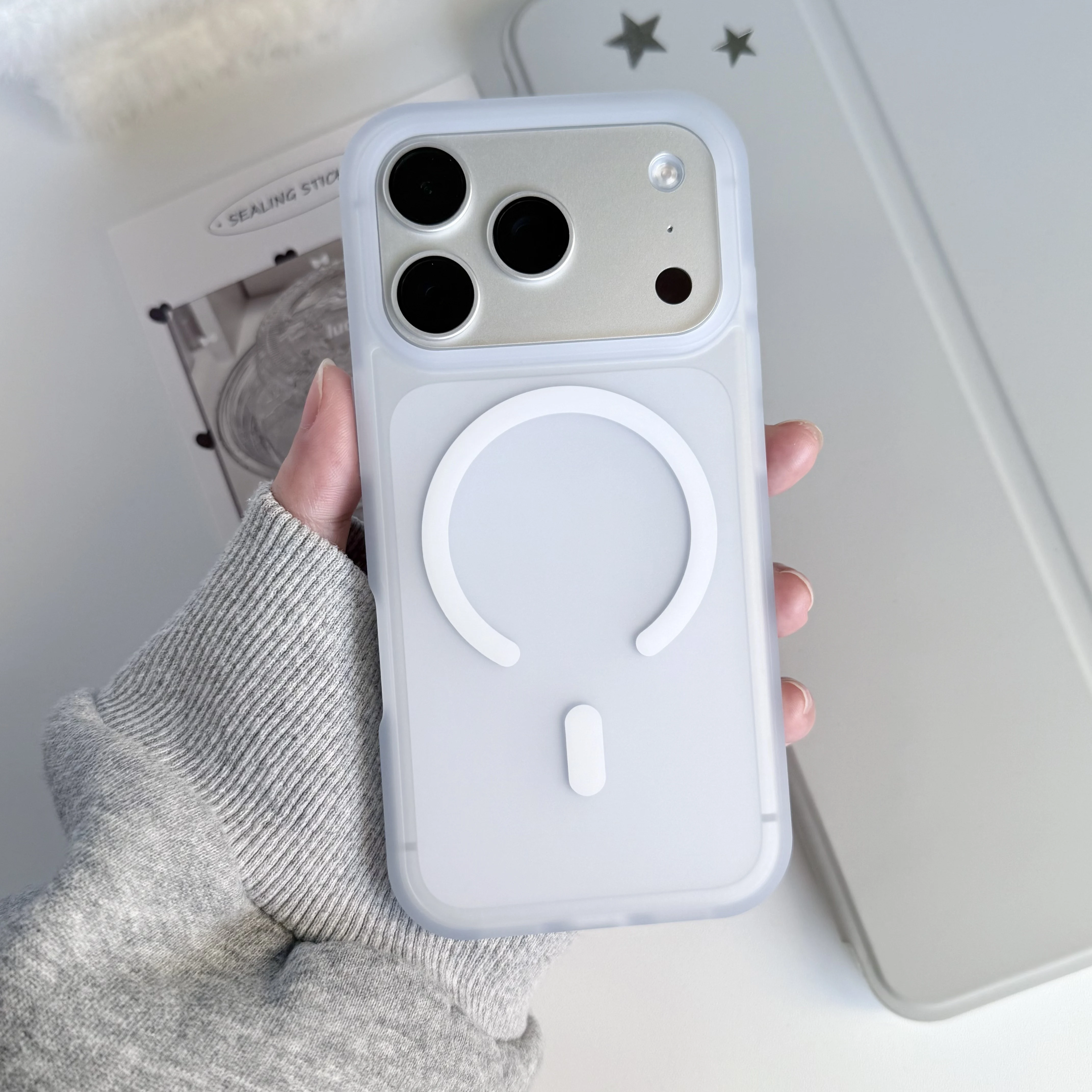 Magnetic Matte Clear Shockproof Translucent Case with MagSafe Compatibility