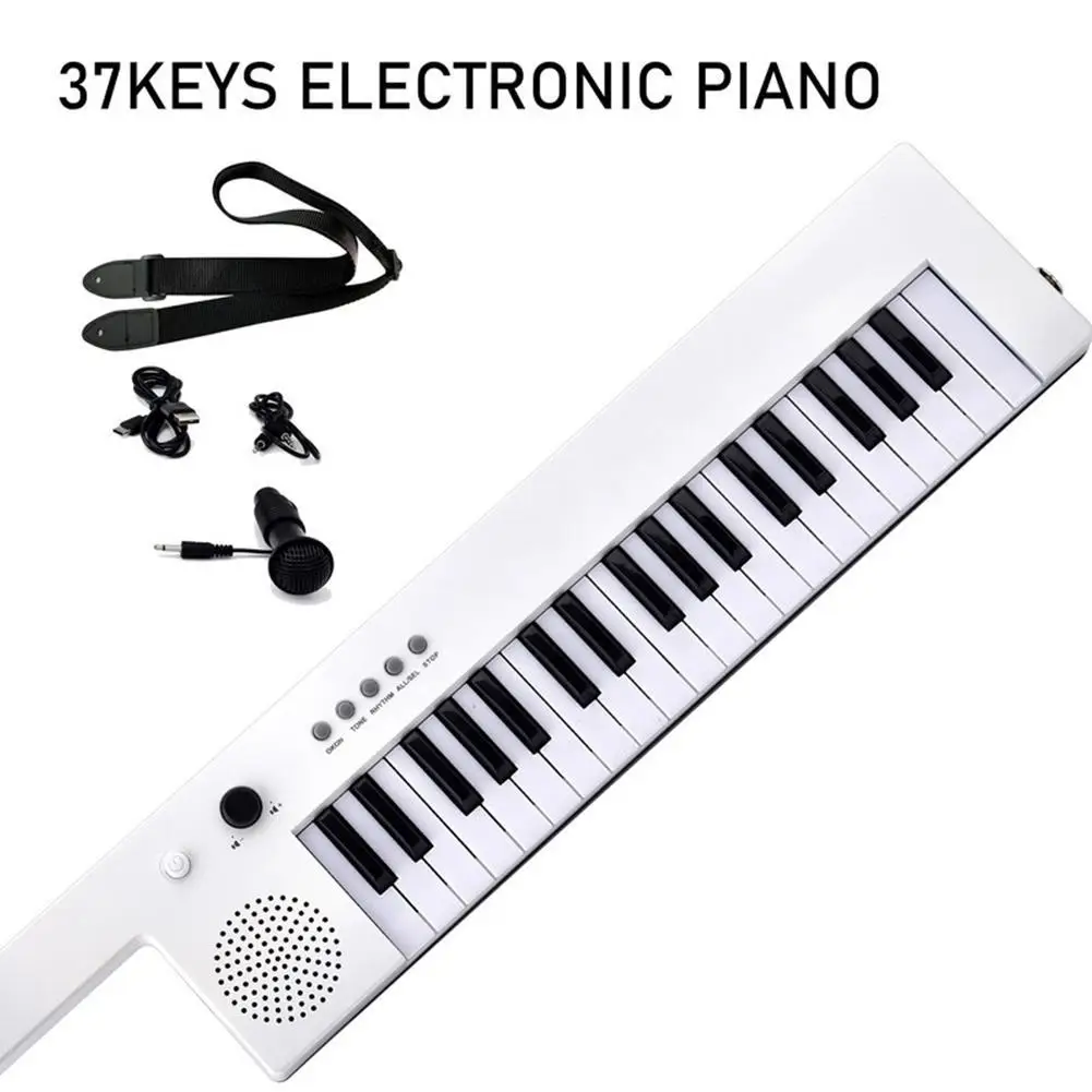37 Keys Keyboard Piano Portable Kid Electronic Organ With Strap Stereo Musical Instrument Rechargeable For Professional Learning