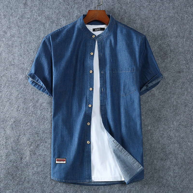 

Denim Shirt For Men's Short Sleeves 2023 Summer Style Fashion Casual Clothing