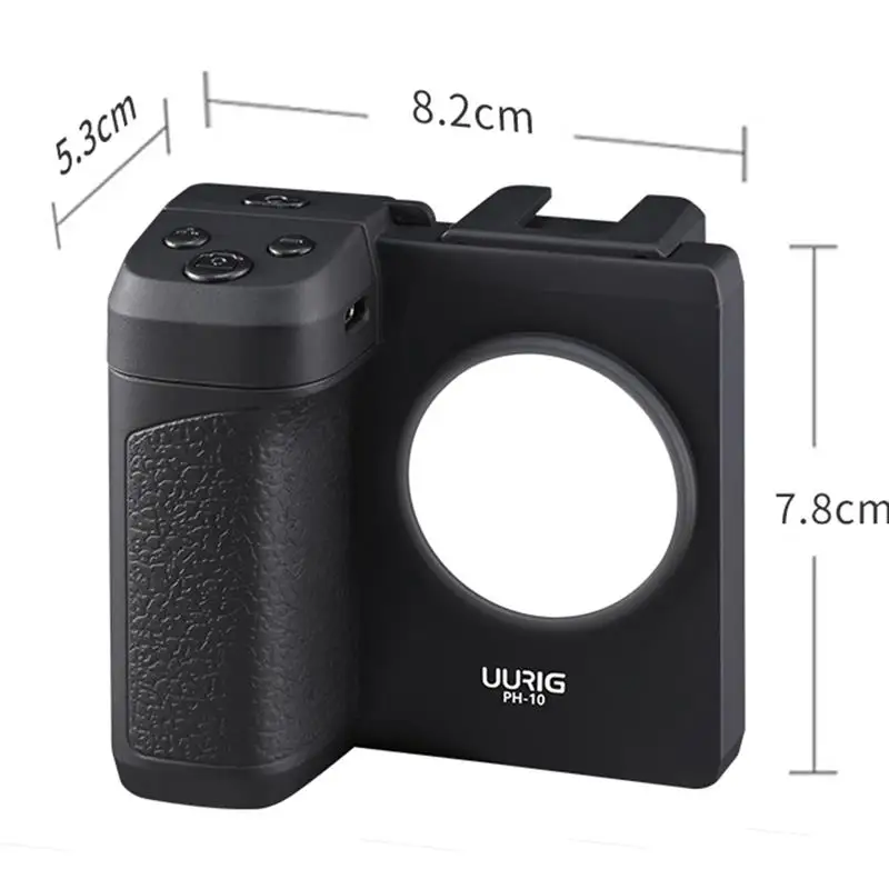 UURIG PH-10 무선 핸들 G 립 폰 거치대 안정기, 스마트폰 브이로그 리모컨, 1/4 인치 LED 조명, i 폰 안드로이드용