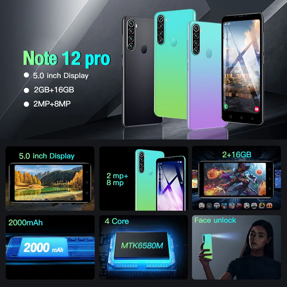 FUFFI-Note 13 Pro,Cell phone,5.0 inch,16GB ROM,2GB RAM,Smartphone Android,Dual SIM,2000mAh,Mobile phones,Cellphones 2