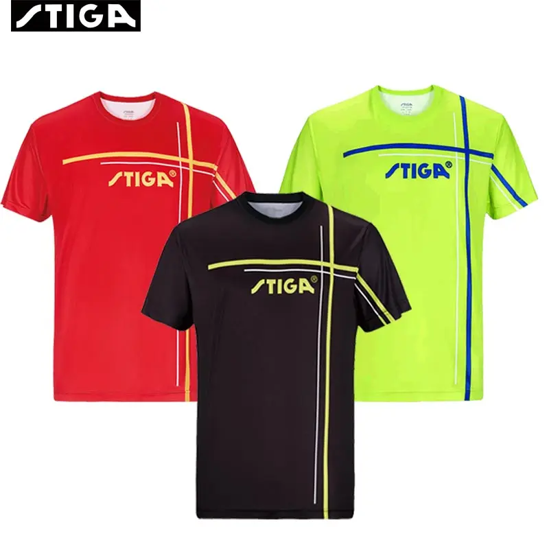 Stiga Table Tennis Men Sportswear Quick Dry Short Sleeved Shirt Badminton Jerseys